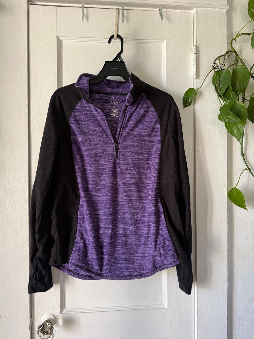 Women’s Half-Zip Active Pullover - Purple & Black St John’s Bay size L
